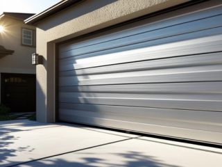 Modern New Garage Door Installation in Colleyville, TX Close-up of sleek new metal sectional garage door professionally installed on a Colleyville, TX home