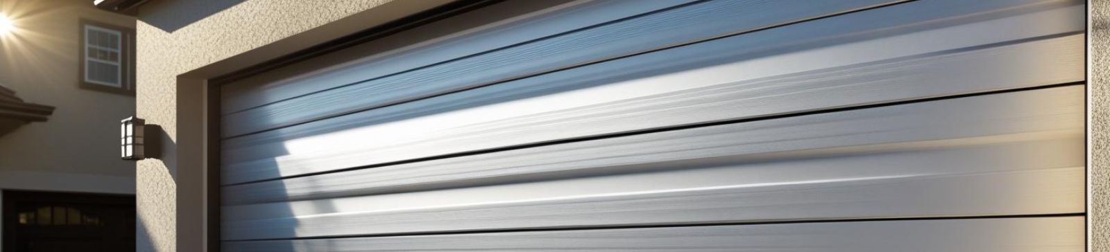 Close-up of sleek new metal sectional garage door professionally installed on a Colleyville, TX home