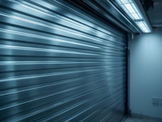 Modern roll-up garage door with advanced lighting and technology in Auburn WA garage